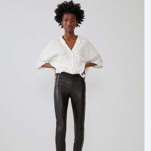 NWT Zara Black Faux Leather Pull on Side Zip Jegging Pants Size XS